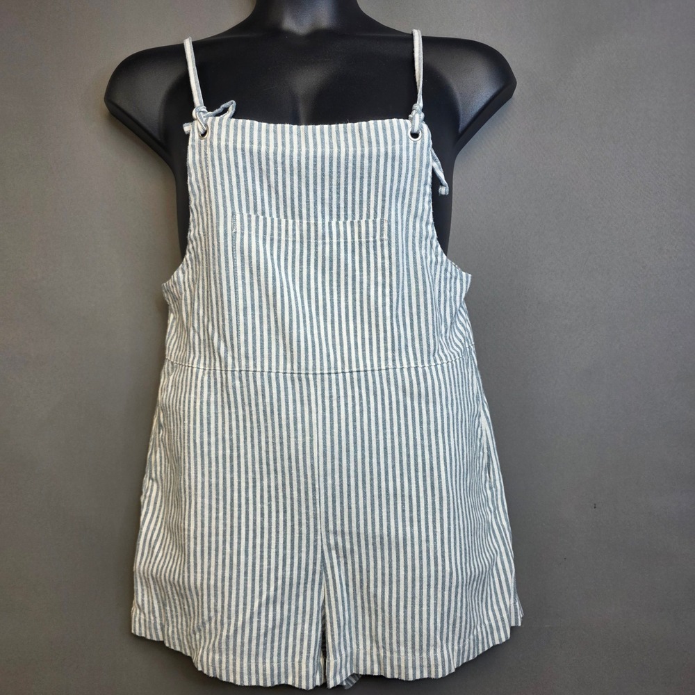 Altard State Striped Romper Womens Small Blue White Tie Strap Overall Shortall